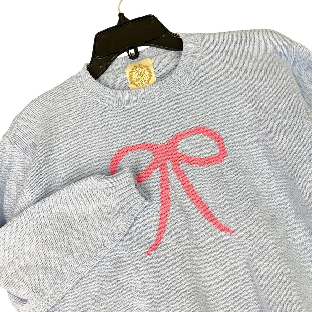 The Beaufort Bonnet Company Sweater Girl 14 Pink Bow Intarsia Cotton Knit School